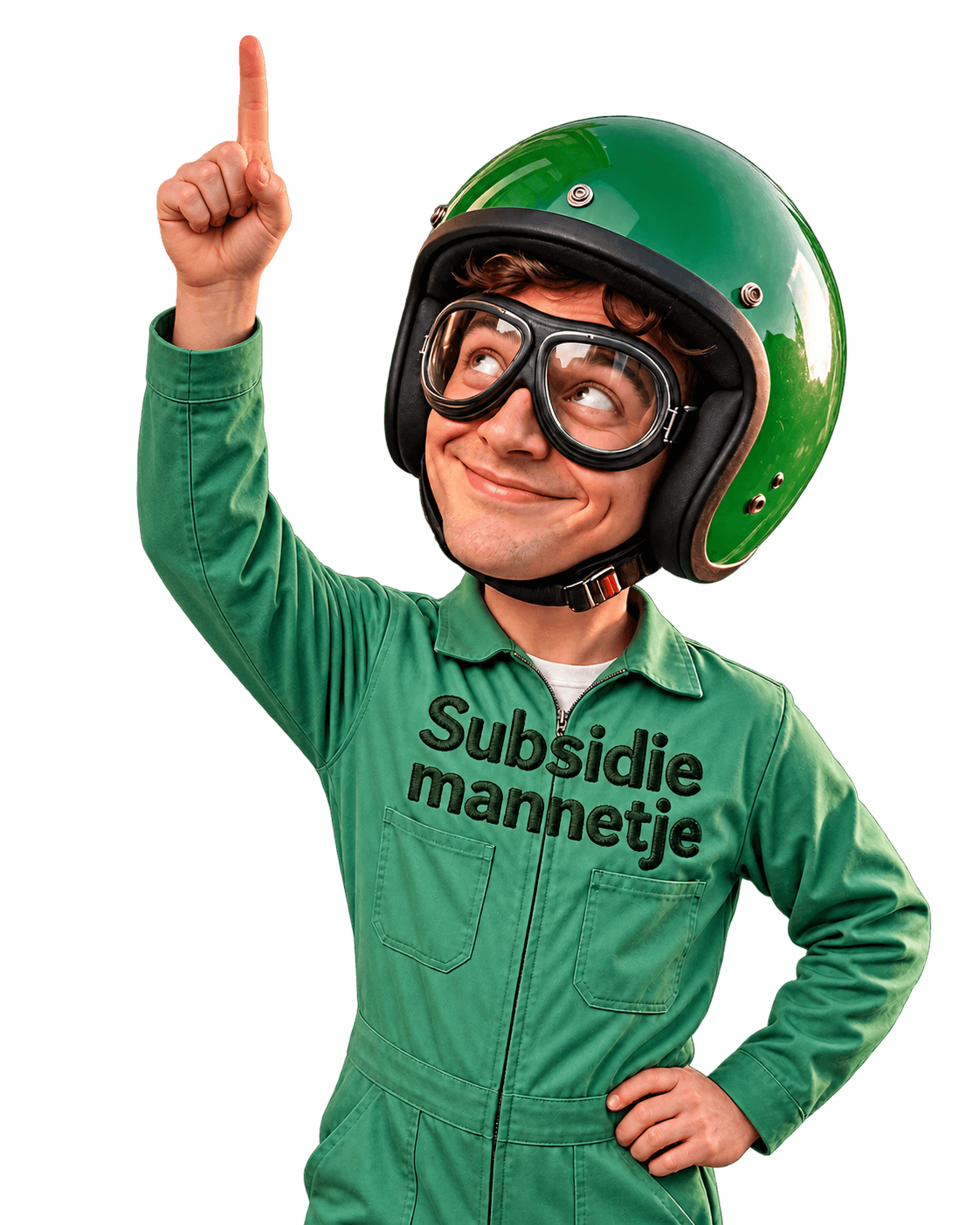 Het subsidiemannetje wijst naar de subsidiecheck